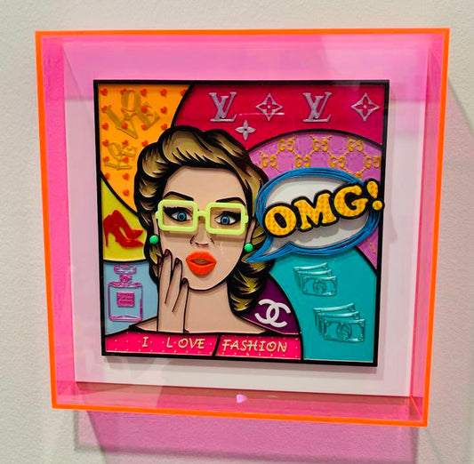 Quadro Pop Art "OMG! I LOVE FASHION!" a Mosaico