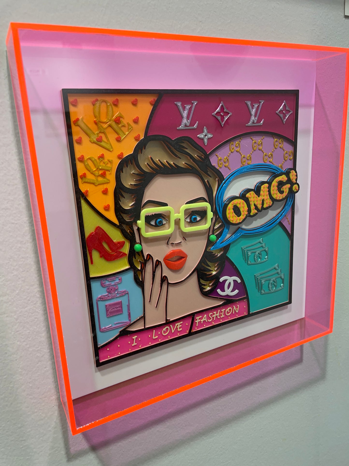 Quadro Pop Art "OMG! I LOVE FASHION!" a Mosaico