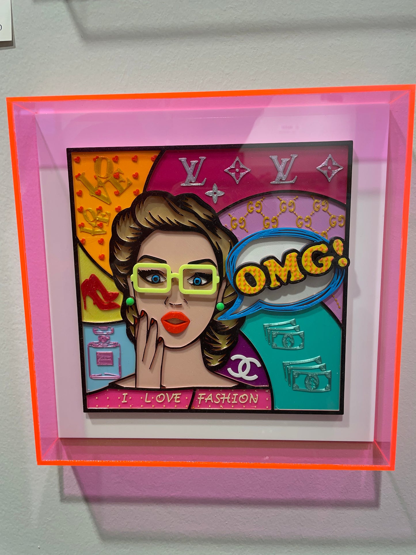 Quadro Pop Art "OMG! I LOVE FASHION!" a Mosaico